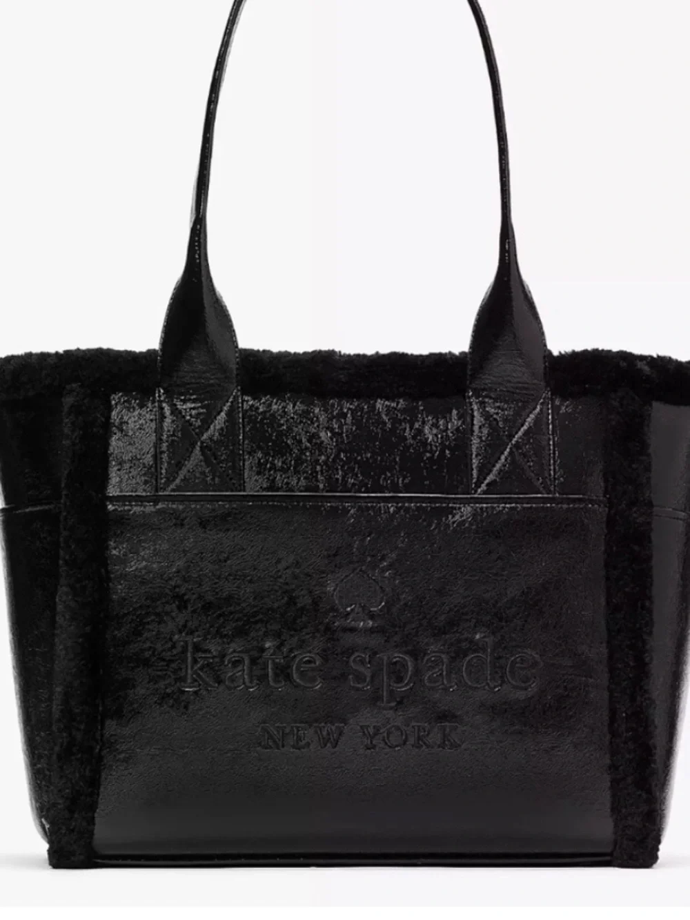 Kate Spade Jett Faux Sherling Tote Bag Black - Used 1 time